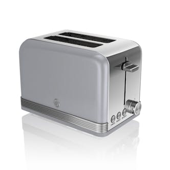 Swan ST19010GRN 2 Slice Retro Style Toaster in Grey & Chrome