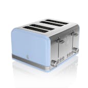 Swan ST19020BLN 4 Slice Retro Style Toaster in Blue & Chrome