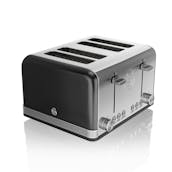 Swan ST19020BN 4 Slice Retro Style Toaster in Black & Chrome