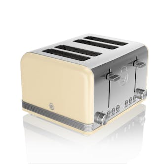 Swan ST19020CN 4 Slice Retro Style Toaster in Cream & Chrome