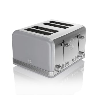 Swan ST19020GRN 4 Slice Retro Style Toaster in Grey & Chrome