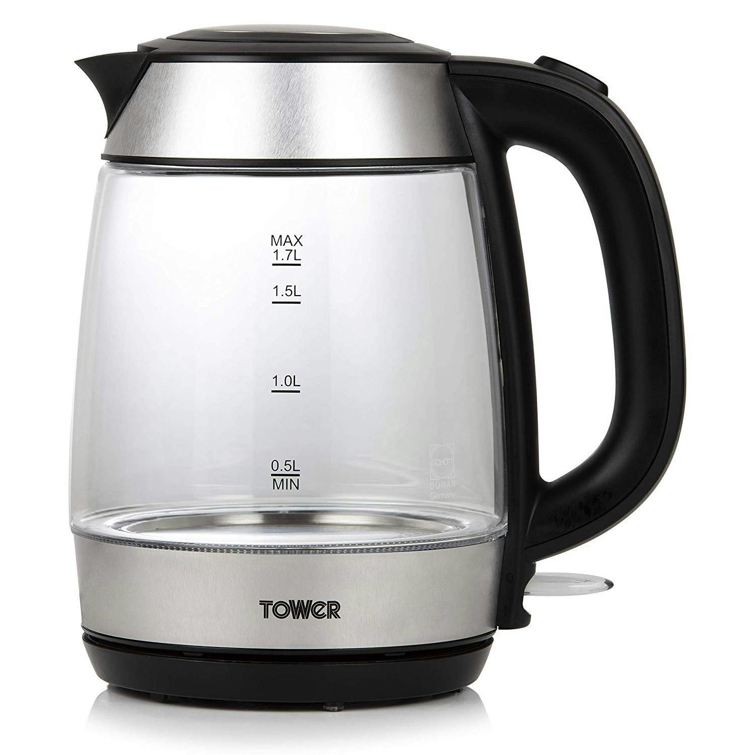 Tower T10040 1.7 Litre Illuminated Schott Glass Cordless Kettle