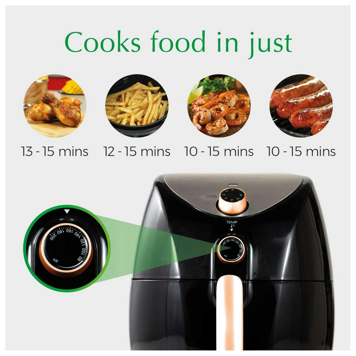 Tower T17021RG 4.3L Manual Single Zone Air Fryer Black&Rose Gold 1500W