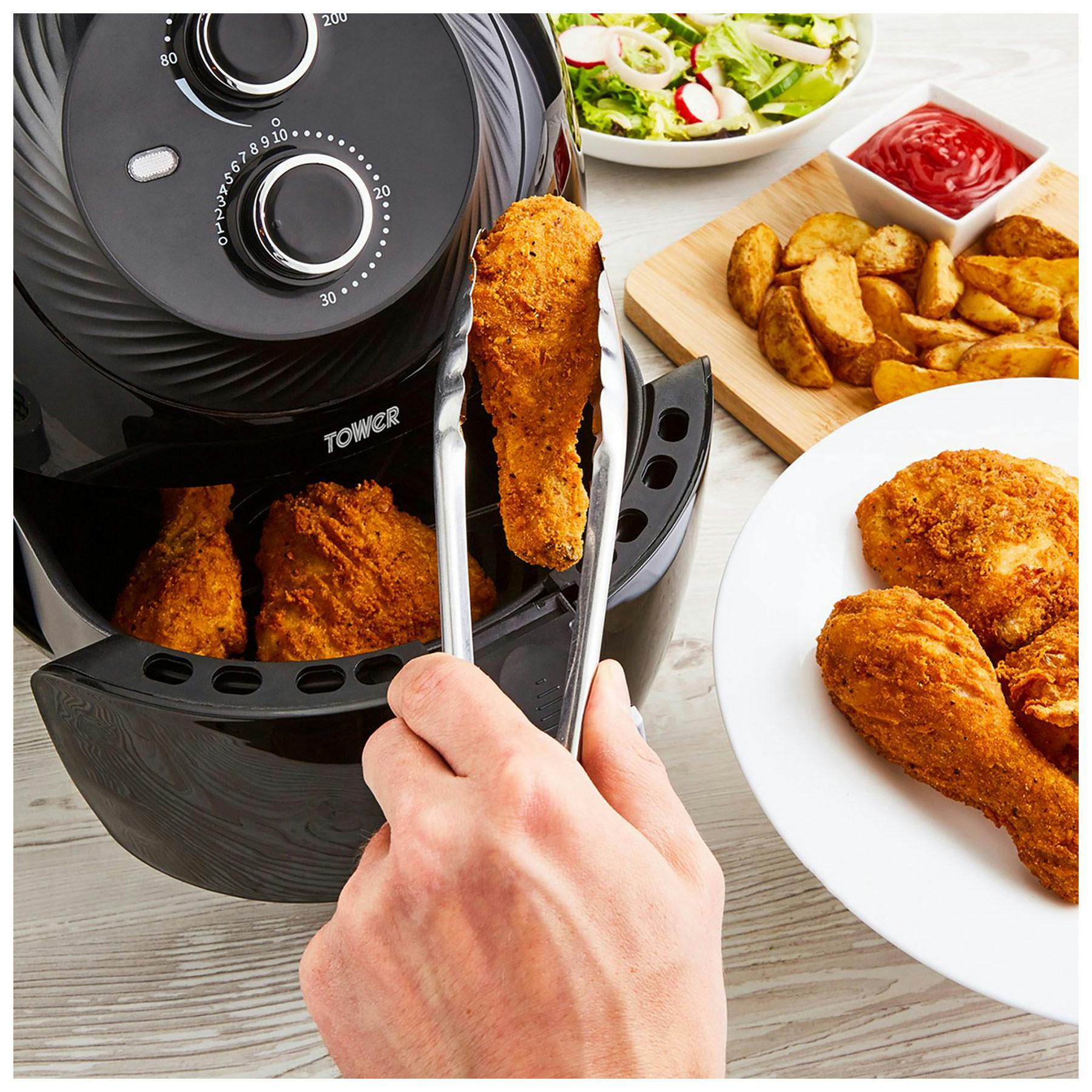 Tower T17082BF 4L Vortex Single Zone Manual Air Fryer in Black