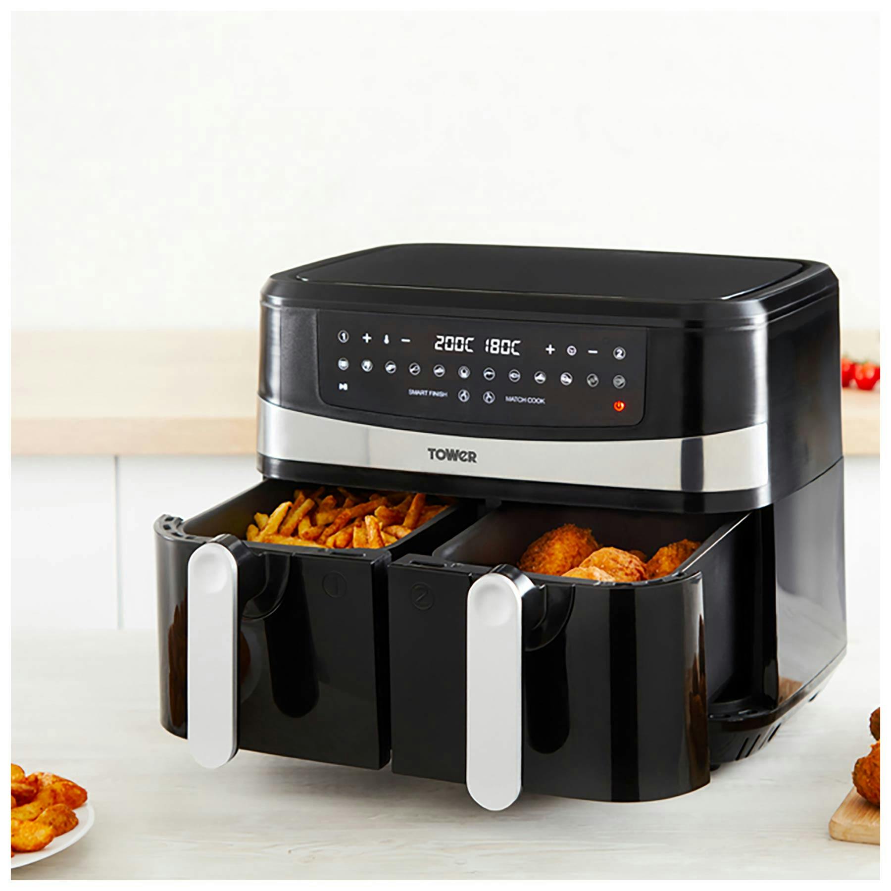 Tower T17088 9L VORTX Dual Zone Air Fryer With Smart Finish