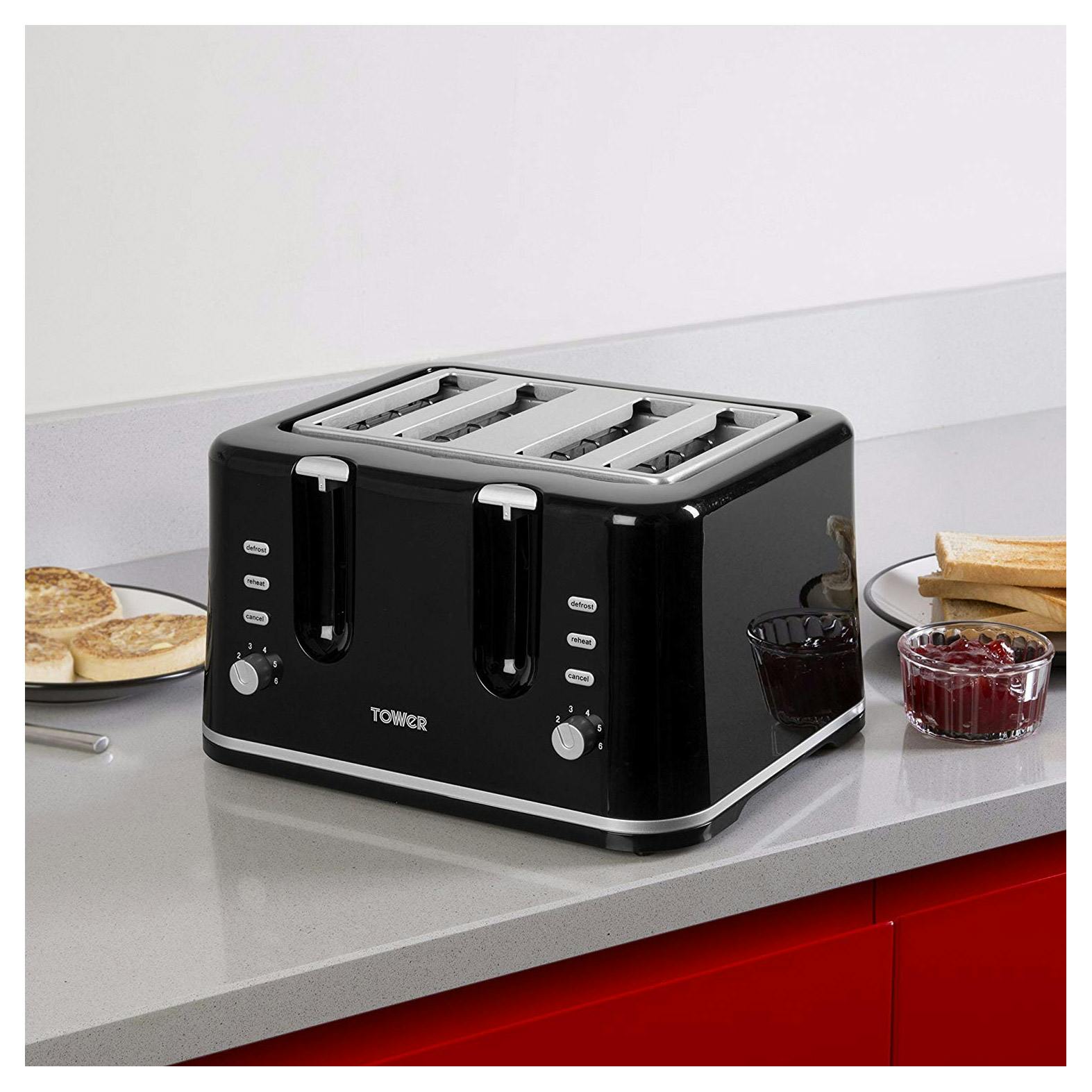 Tower T20010 Essential 4 Slice Toaster Black