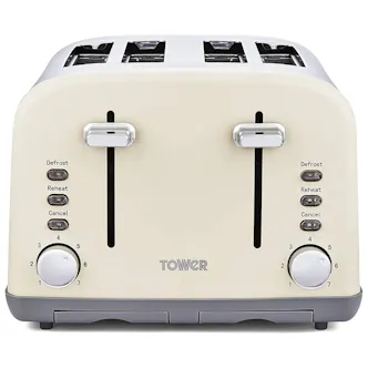 Tower T20042PEB 4 Slice Infinity Stone Toaster in Cream 1800W