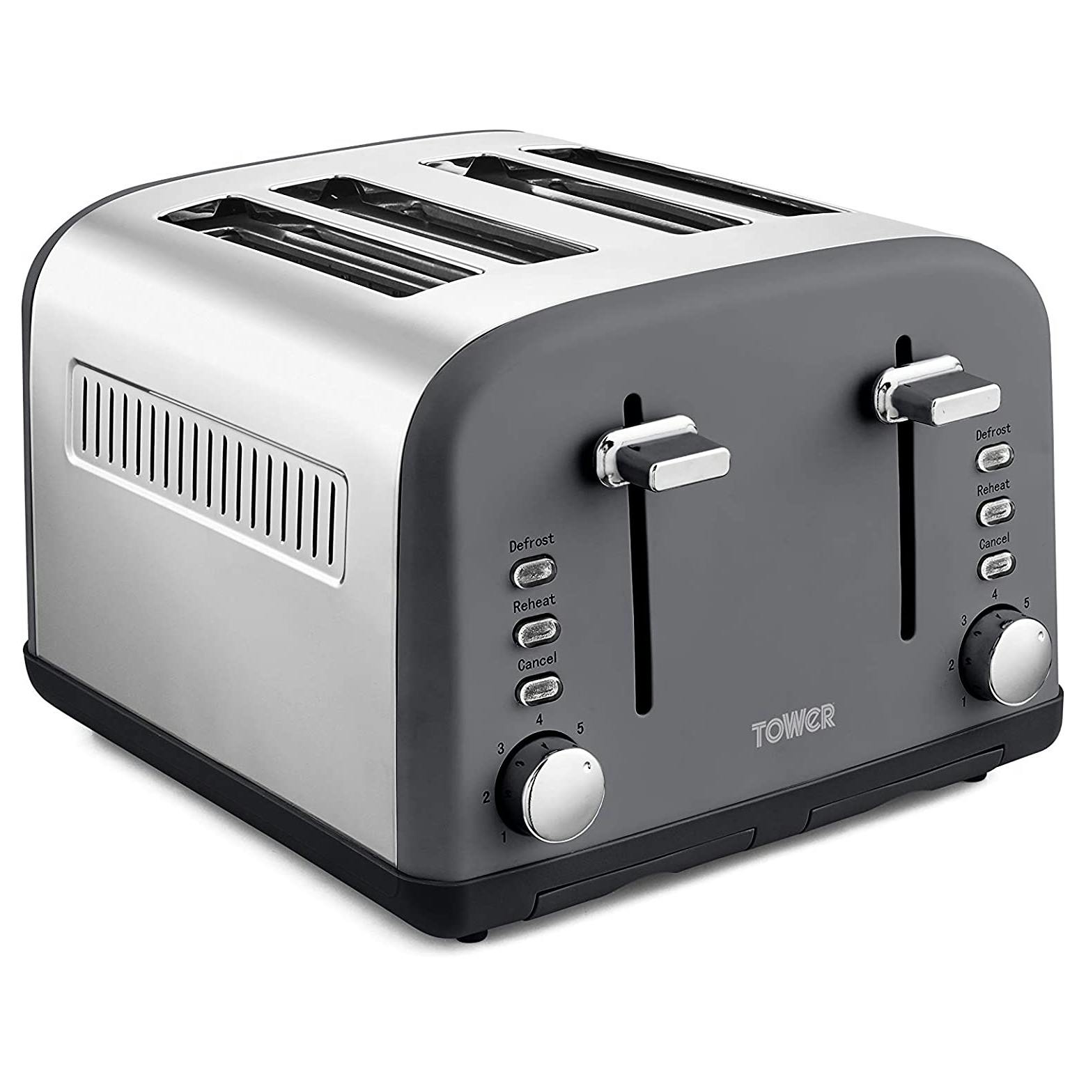 Tower T20042SLT 4 Slice Infinity Stone Toaster Stainless Steel Slate