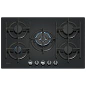 Neff T27PIQ4S0 N70 75cm 5 Burner Gas Hob in Black Glass Wok Burner