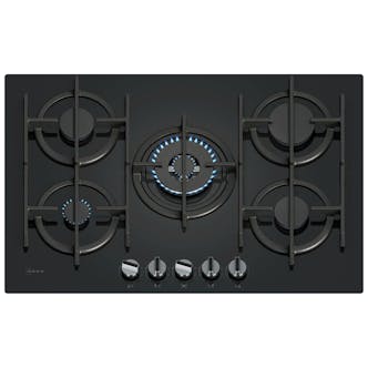 Neff T27PIQ4S0 N70 75cm 5 Burner Gas Hob in Black Glass Wok Burner