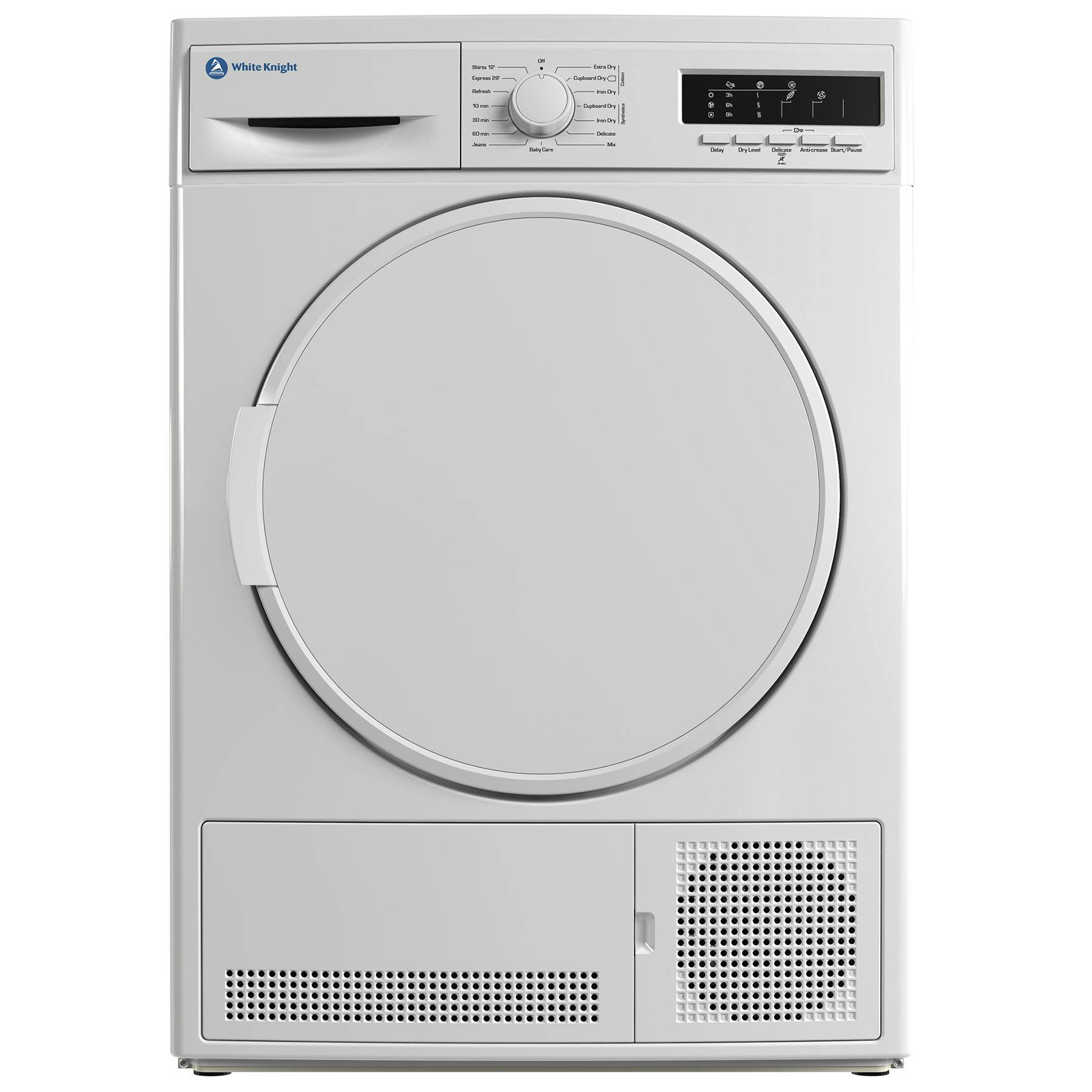 White Knight TD8W 8kg Condenser Dryer In White B Rated Sensor Drying