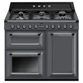 Smeg TR103GR 100cm Victoria Dual Fuel Range Cooker in Slate Grey wit