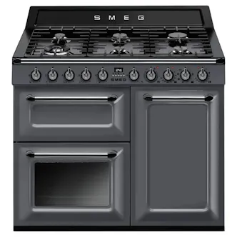 Smeg TR103GR 100cm Victoria Dual Fuel Range Cooker in Slate Grey wit