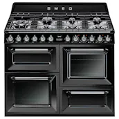 Smeg TR4110BL1 110cm Victoria Dual Fuel Range Cooker in Black with Cir