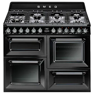 Smeg TR4110BL1 110cm Victoria Dual Fuel Range Cooker in Black with Cir