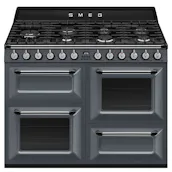 Smeg TR4110GR 110cm Victoria Dual Fuel Range Cooker in Slate Grey wit
