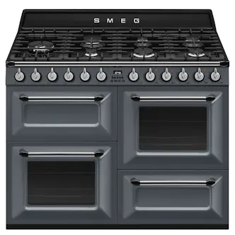 Smeg TR4110GR 110cm Victoria Dual Fuel Range Cooker in Slate Grey wit