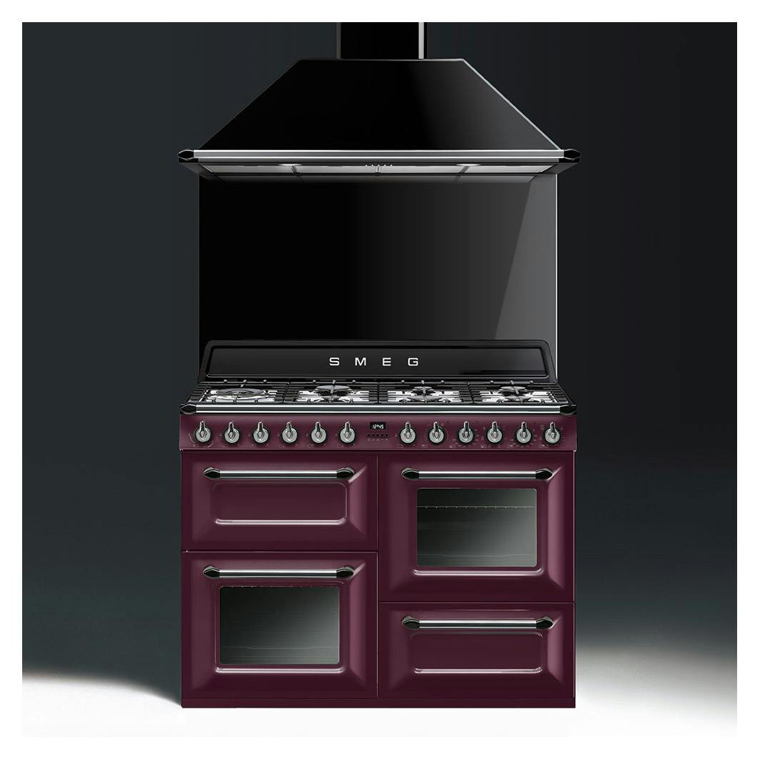 Smeg TR4110RW1 110cm Victoria Dual Fuel Range Cooker in Red Wine