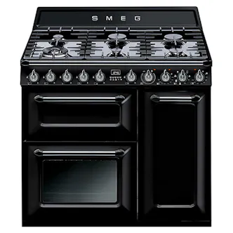 Smeg TR93BL 90cm Victoria Dual Fuel Range Cooker in Black