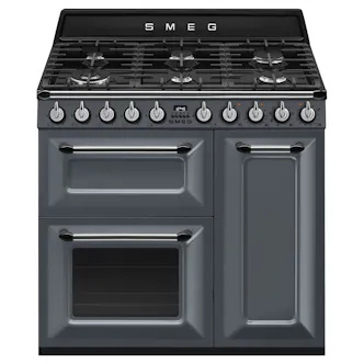 Smeg TR93GR 90cm Victoria Dual Fuel Range Cooker in Slate Grey with