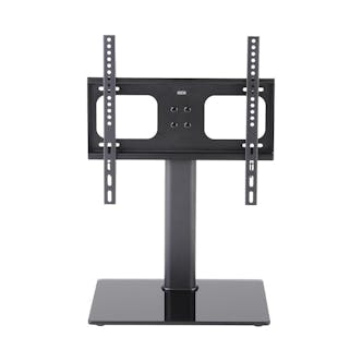  TT44S Black Glass Swivel Tabletop Pedestal TV Stand in Black
