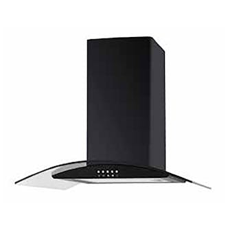 Culina UBSCG70BK 70cm Curved Glass Chimney Hood in Black 3 Speed Fan