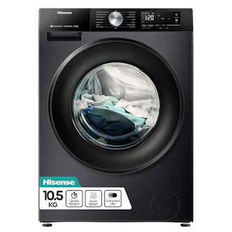Hisense WF3S1043BB3 10.5kg 1400 Spin Washing Machine in Black A Rated Conne