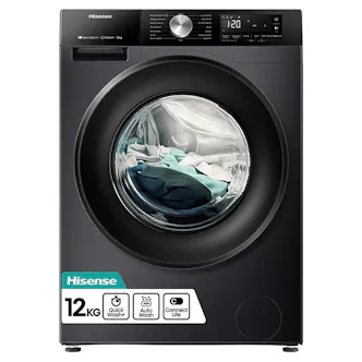 Hisense WF3S1243BB3 12kg 1400 Spin Washing Machine in Black A Rated Connect