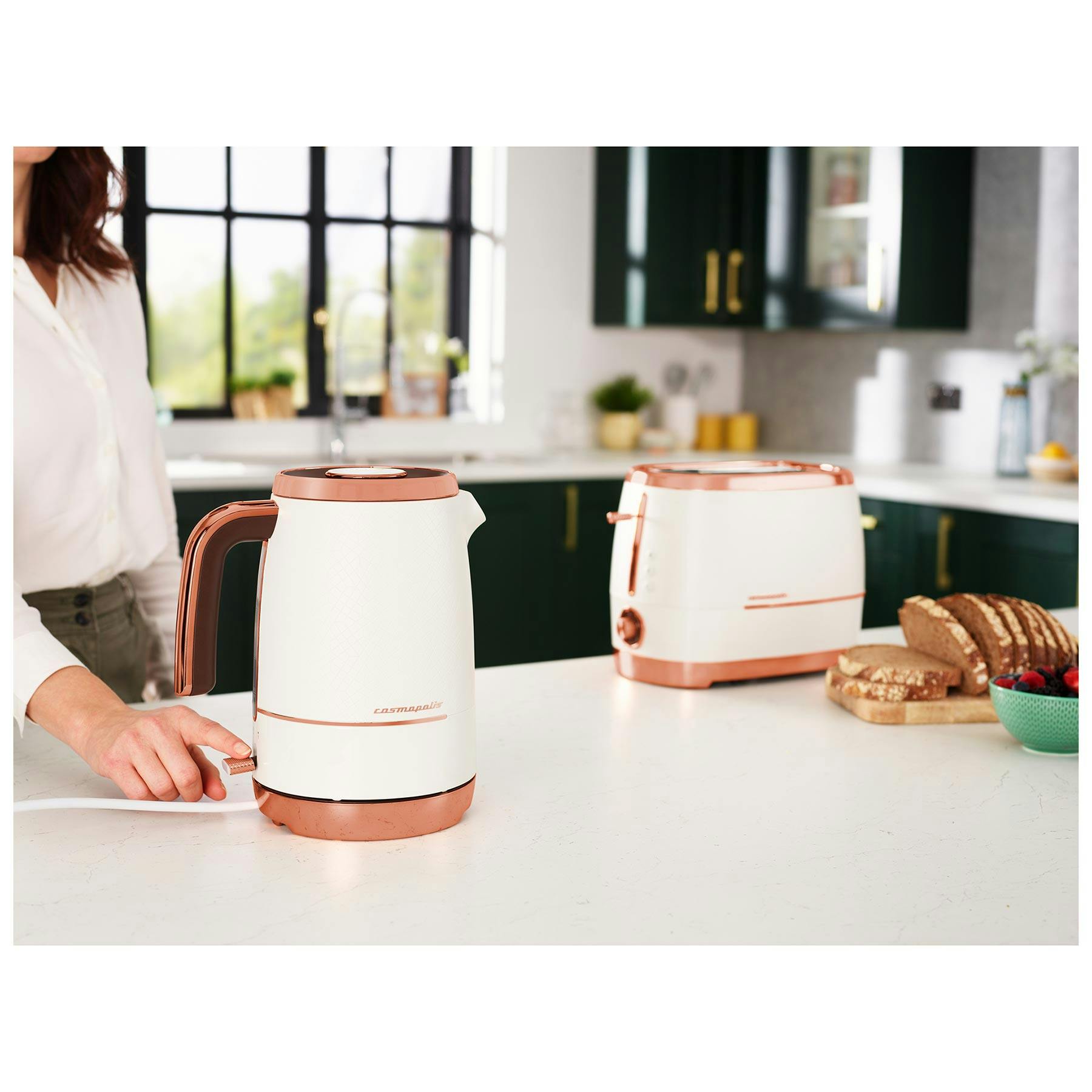 Beko WKM8306W Cosmopolis Kettle in White and Rose Gold