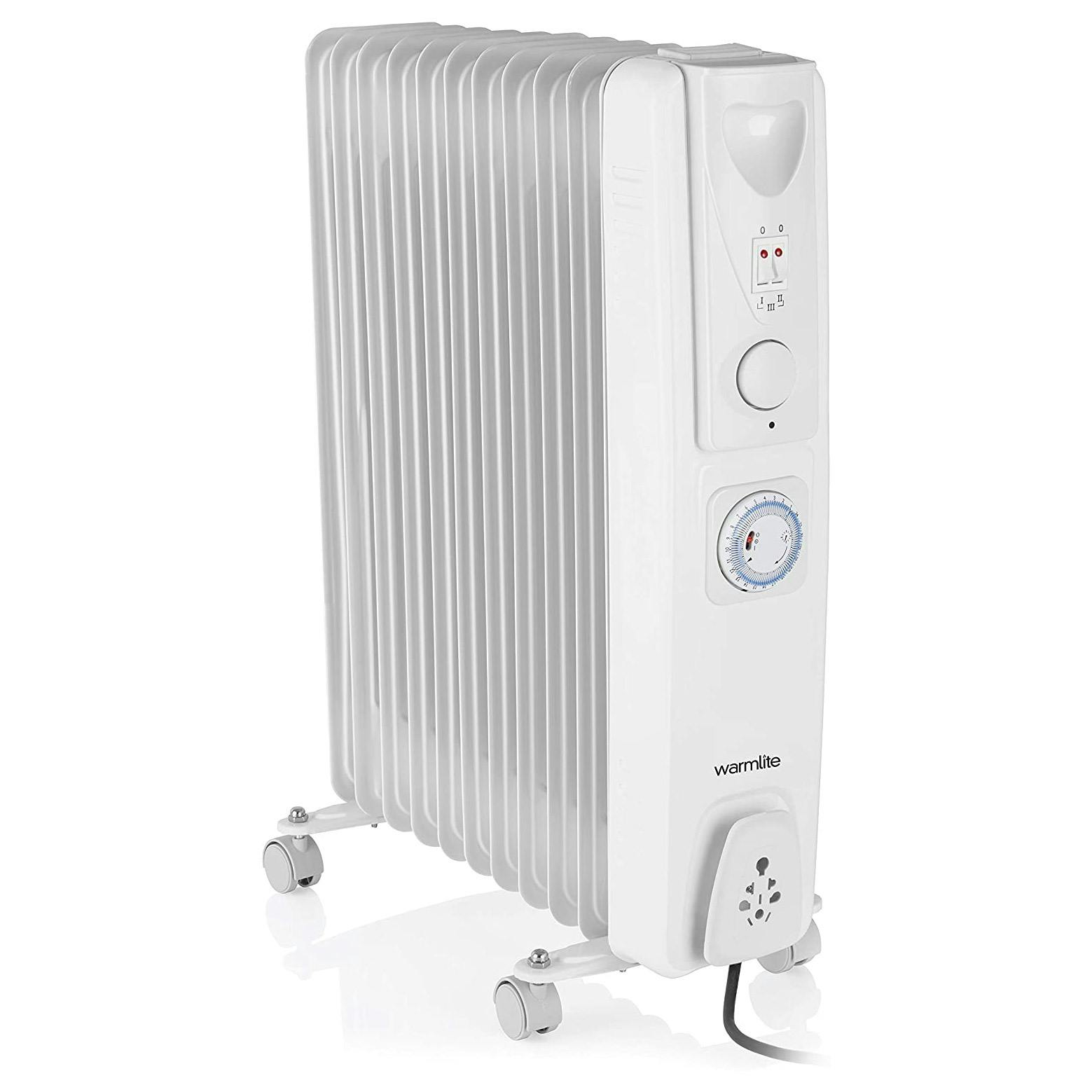 Warmlite WL43005YTW 2.5kW Oil Filled Radiator with 24hr Timer White