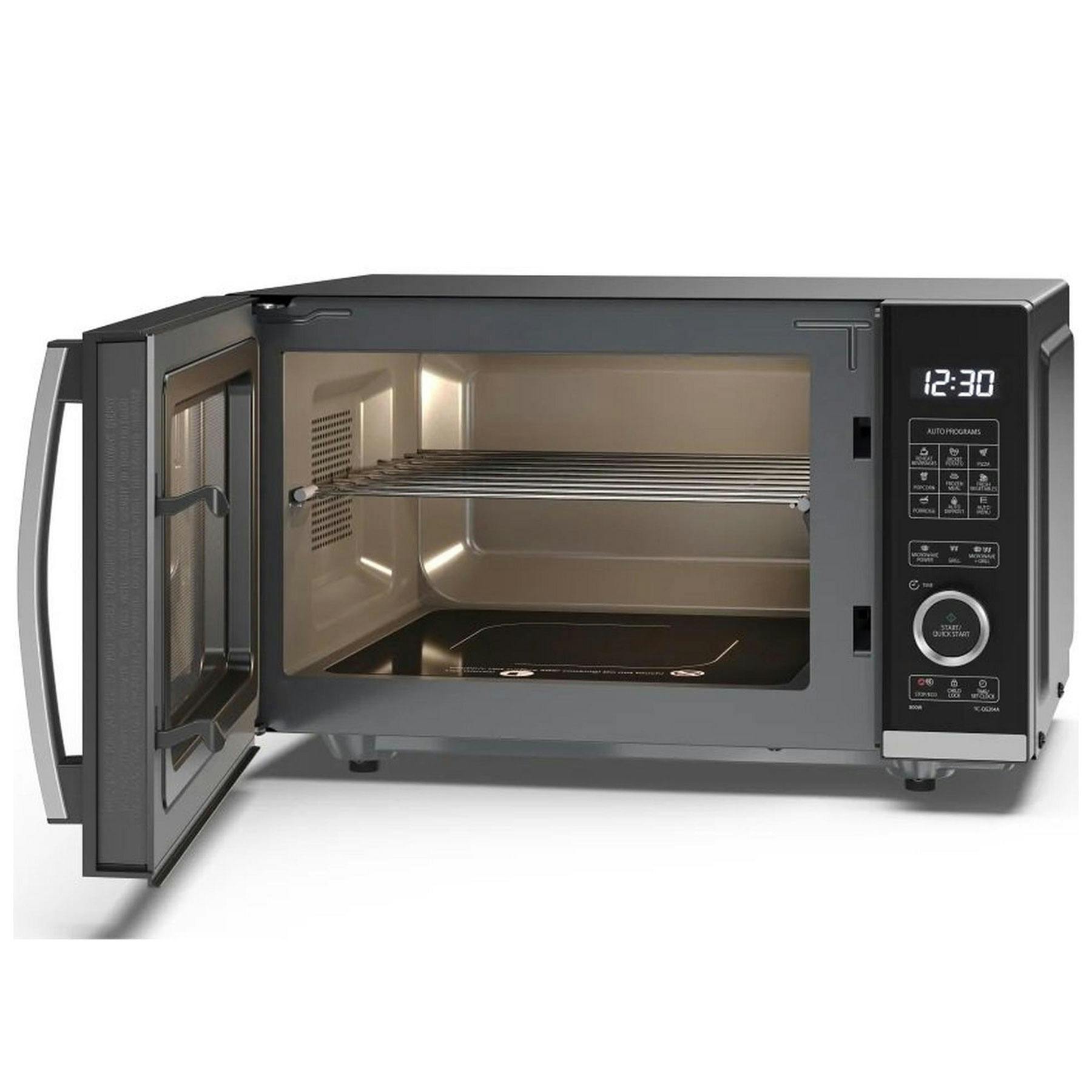 Sharp YC-QG204AU-B Flatbed Microwave Oven With Grill In Black 20L 800W