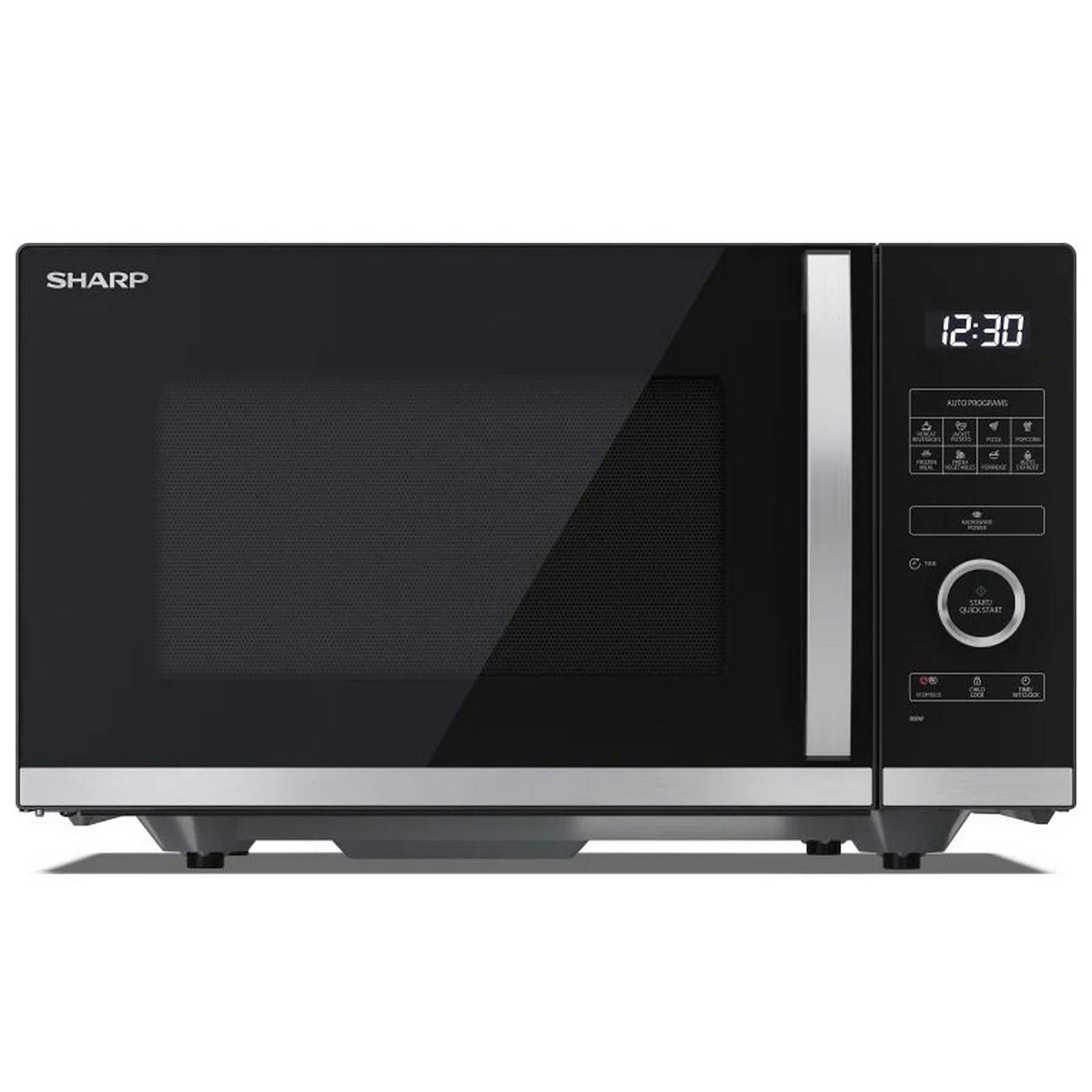 Sharp YC-QS254AU-B Flatbed Microwave Oven In Black 25L 900W